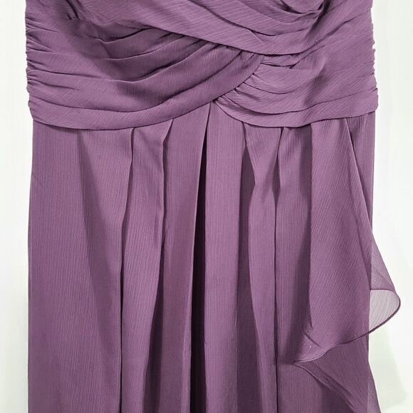 David's Bridal Purple Long Ruffle Strapless Dress - Picture 7 of 10